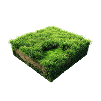 Isometric empty grass field with sky and clouds png