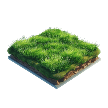 Isometric empty grass field with sky and clouds png