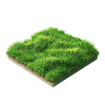 Isometric empty grass field with sky and clouds png
