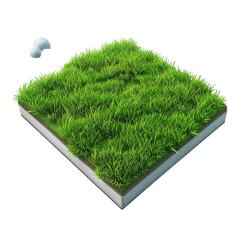 Isometric empty grass field with sky and clouds png