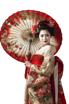 Japanese geisha isolated on transparent png