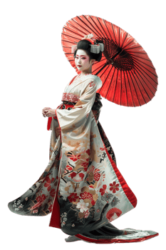 Japanese geisha isolated on transparent png