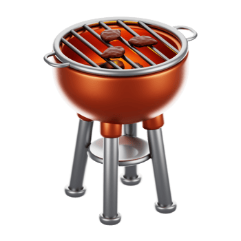 3d rendering camping icon concept. 3d render bbq grill png
