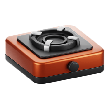 camping icon concept on 3d rendering. 3d render stove png