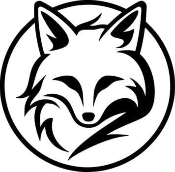 Fox - Black and White Isolated Icon - illustration vector