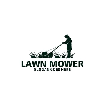 Lawn Mower logo design silhouette illustration vector