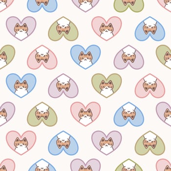 Seamless pattern of cute calico cat vector