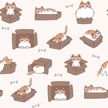 Seamless pattern of cute calico cat vector