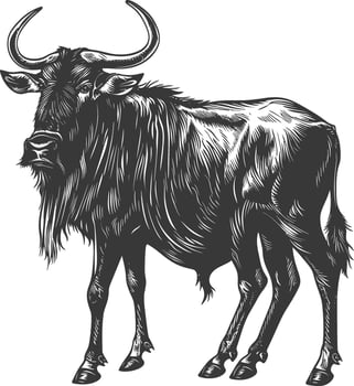 Wildebeest illustration isolated on white background vector