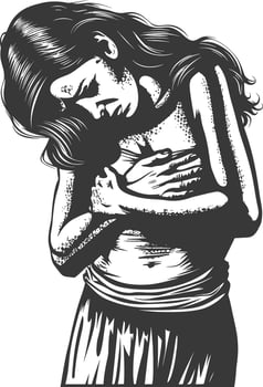 A woman with her hands on her chest vector