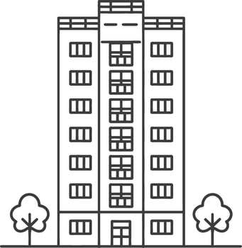 A building with trees and a tree in front of it vector