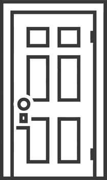A black and white illustration of a door vector