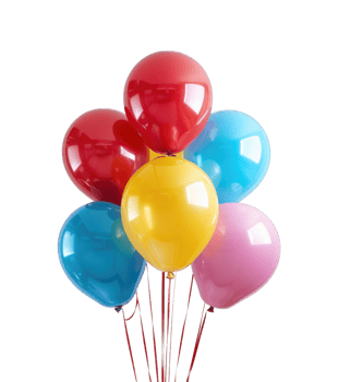 Balloons different colors isolated on transparent background cutout png