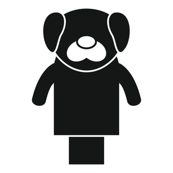 Black dog hand puppet standing on stage vector