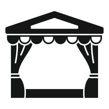 Street food festival booth with hanging curtains offering shade vector