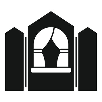 Puppet booth with curtains open showing empty stage icon vector