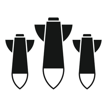 Three nuclear bombs increasing in size representing danger vector