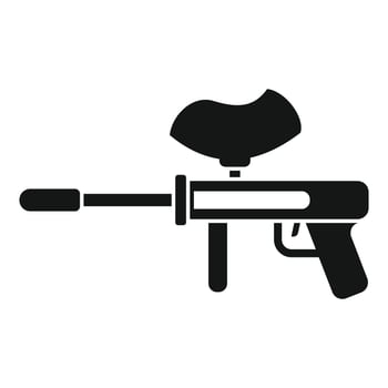 Paintball gun pointing right black silhouette icon vector