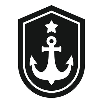 Black and white anchor logo featuring a star on a shield vector