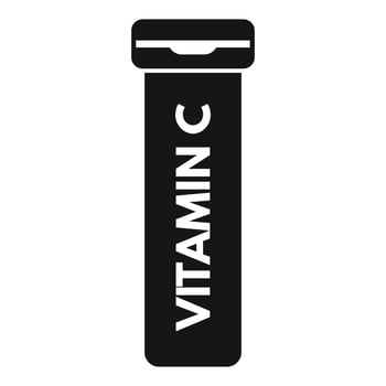 Vitamin c effervescent tablet tube icon, simple style vector