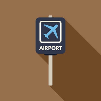 Airport sign with airplane icon showing direction for passengers vector