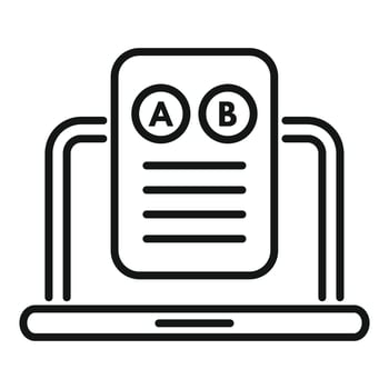 Online ab testing experiment with data analysis on laptop vector