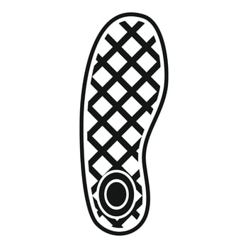 Black shoe sole with pattern and heel insert icon showing footprint vector
