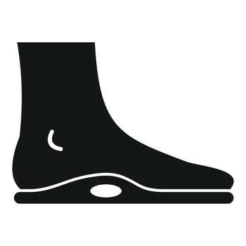 Foot using orthopedic insole for flatfoot treatment icon vector