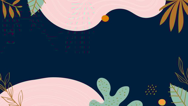 a blue background with a cactus plant and leaves vector