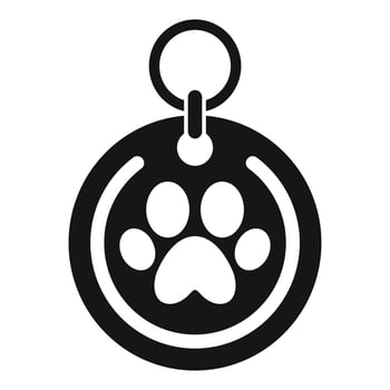 Round pet tag with paw print showing animal care vector
