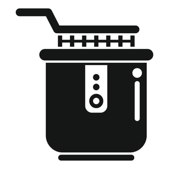 Modern deep fryer icon showing cooking process vector