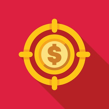 Golden target aiming at dollar coin wealth success concept vector