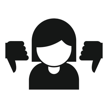 Woman getting negative feedback from both sides vector