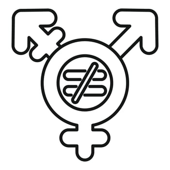 Transgender symbol with male and female gender signs and unequal sign vector
