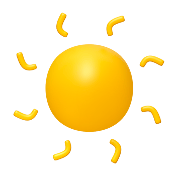 Cute illustration of Sun 3d render. Bright Summer Sun isolated. Cute cartoon 3d sun png