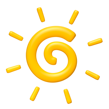 Cute illustration of Sun 3d render. Bright Summer Sun isolated. Cute cartoon 3d sun png