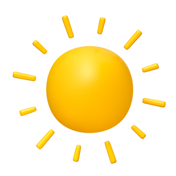 Cute illustration of Sun 3d render. Bright Summer Sun isolated. Cute cartoon 3d sun png