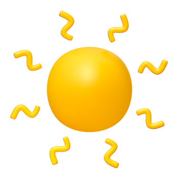 Cute illustration of Sun 3d render. Bright Summer Sun isolated. Cute cartoon 3d sun png