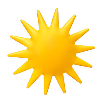 Cute illustration of Sun 3d render. Bright Summer Sun isolated. Cute cartoon 3d sun png