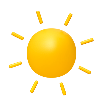 Cute illustration of Sun 3d render. Bright Summer Sun isolated. Cute cartoon 3d sun png