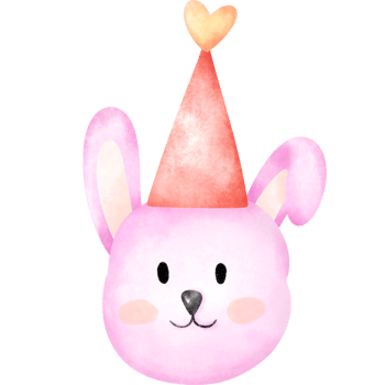 pink bunny rabbit wearing a party hat png