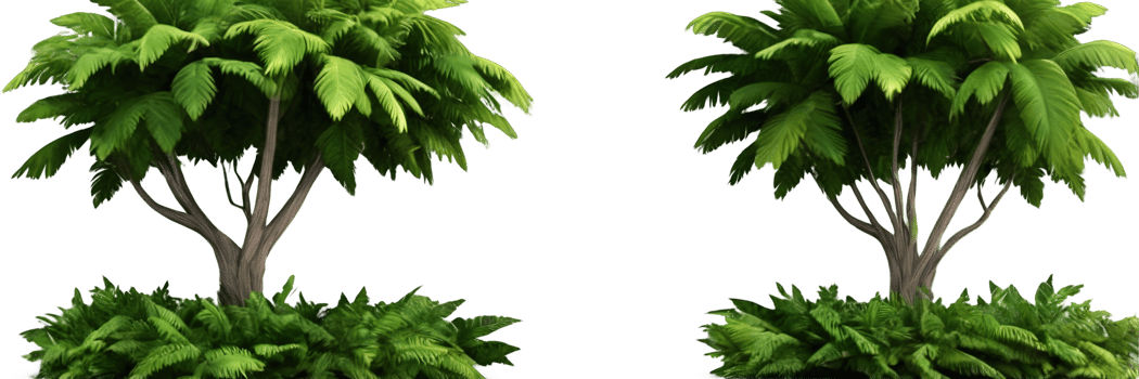 3D Jungle trees on isolated transparent background png