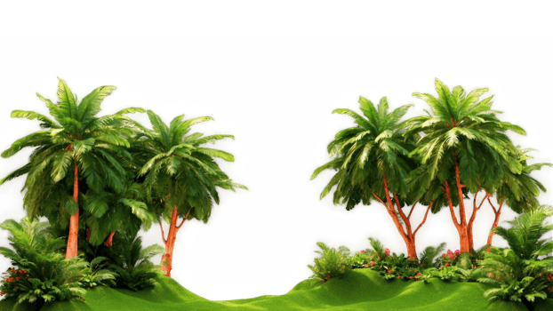 3D Jungle trees on isolated transparent background png