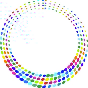 Colorful dotted circle, circular element. Circular, concentric and radial element vector