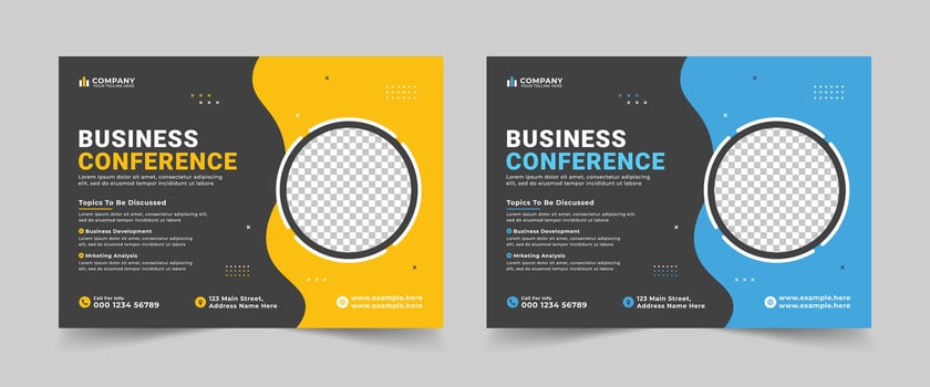 Corporate horizontal business conference flyer template. Modern Business conference flyer design vector