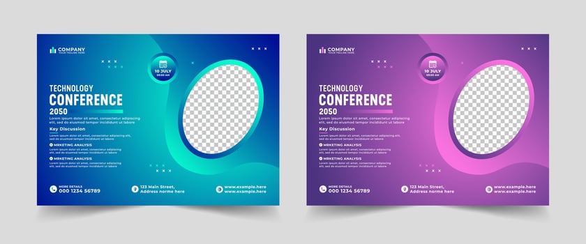 Abstract Business technology conference flyer and event invitation banner template design or corporate business workshop, Meeting and E-learning banner flyer vector