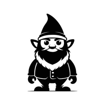 gnome art illustration silhouette logo design black and white vector