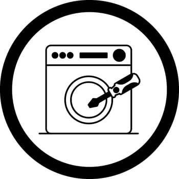 Washing Machine Repair Circle Icon vector