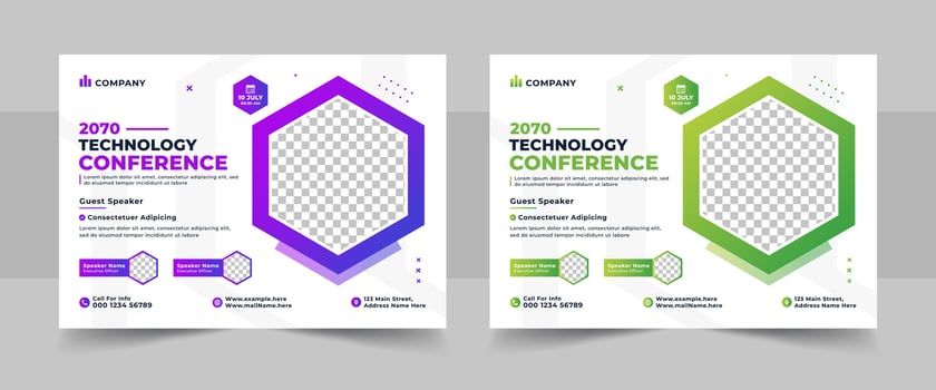 Corporate horizontal business conference flyer template. Horizontal Business Conference brochure flyer design layout. Webinar invitation horizontal banner template design vector