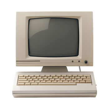 Old computer on transparent background png